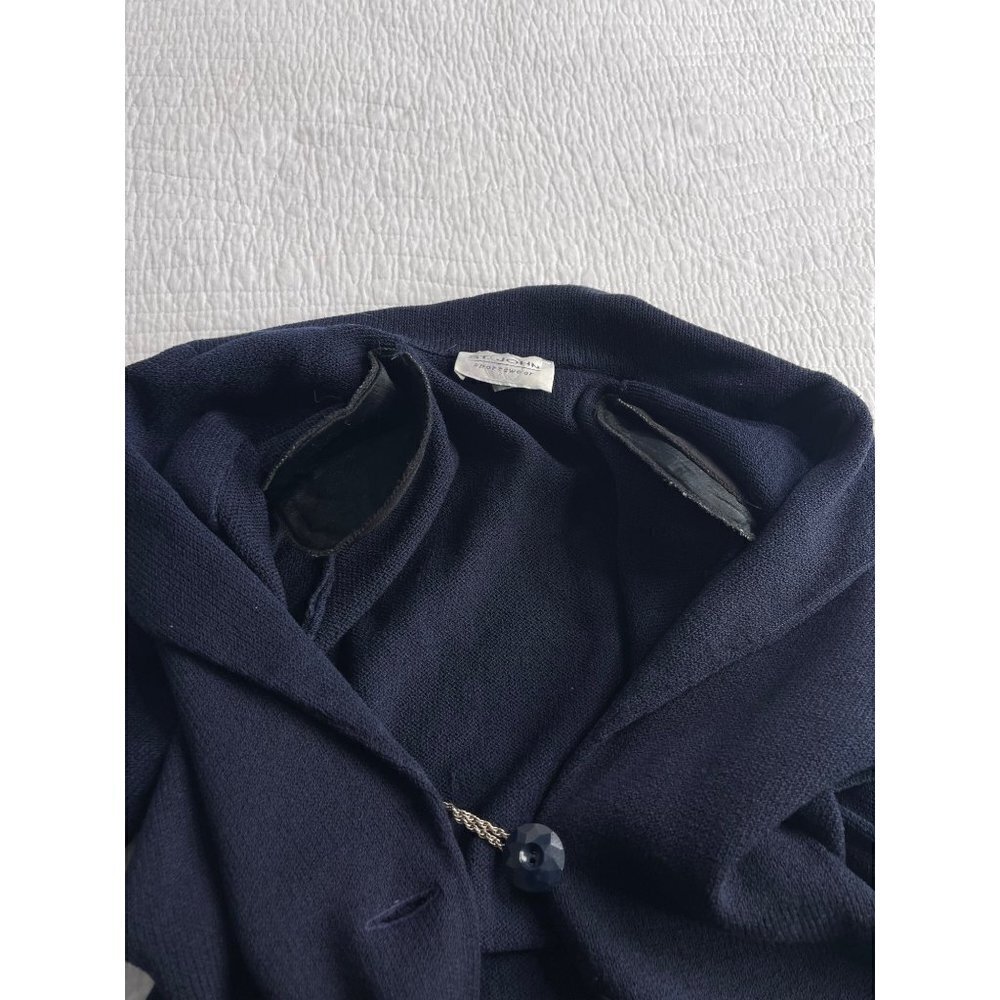 Vintage St. John Sportswear Classic Knit Jacket Blazer SZ P Button Collared Navy - Picture 4 of 12